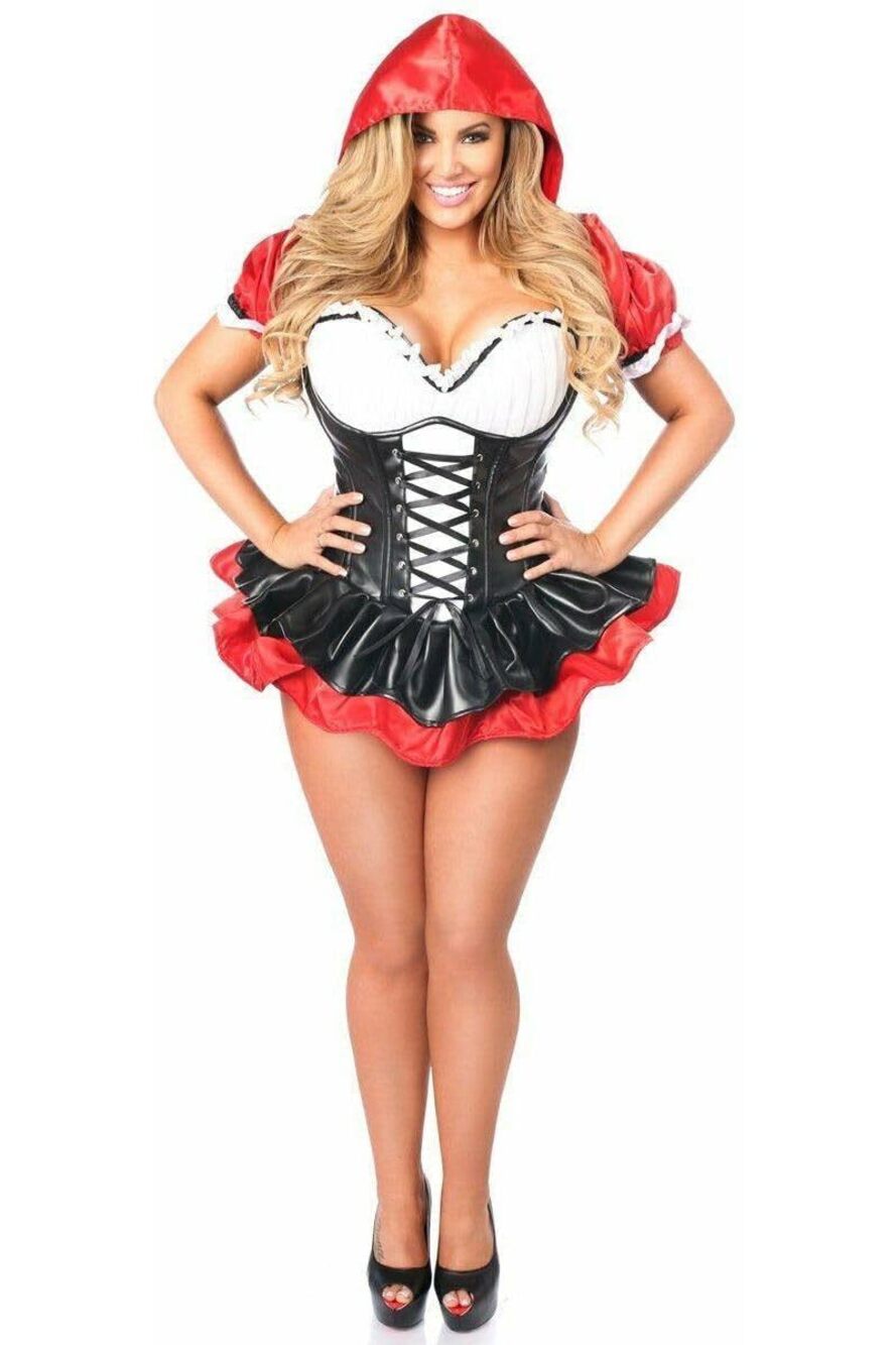 7812 Top Drawer Premium Red Riding Hood Corset Dress Costume, Black, 5X